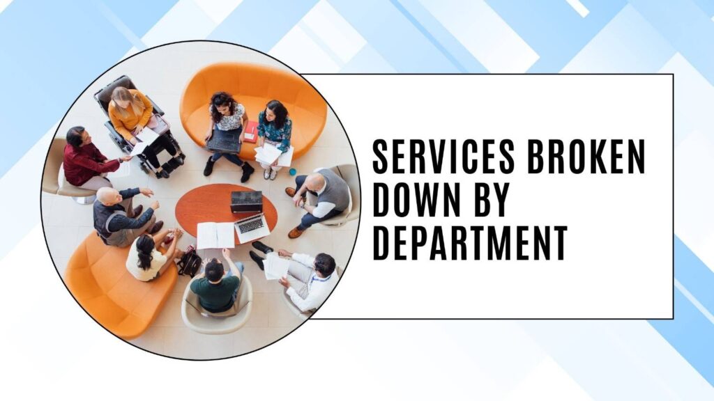 Services broken down by department